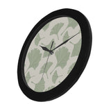 Ginkgo leaves pattern Elegant Black Wall Clock