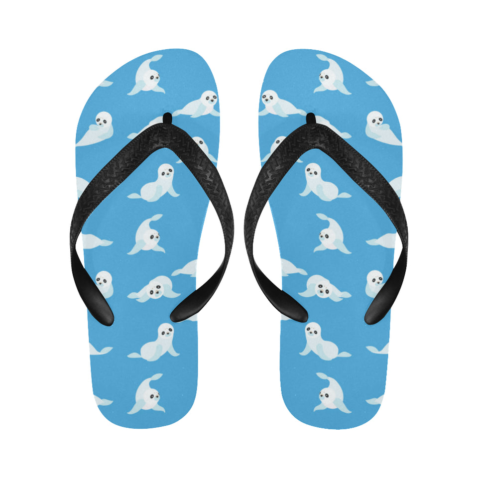 Cute sea lion seal pattern background Unisex Flip Flops