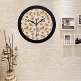 Brown pomeranian pattern Elegant Black Wall Clock