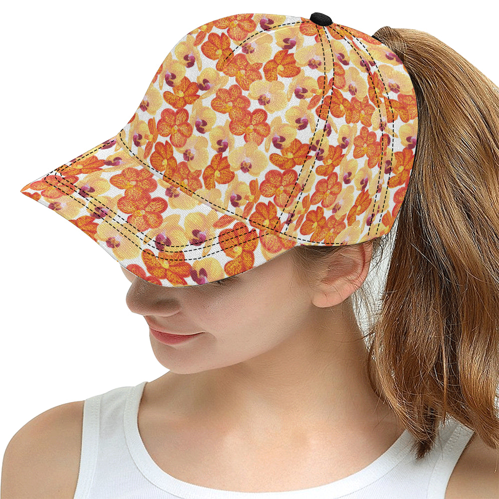 Orange yellow orchid flower pattern background All Over Print Snapback Cap