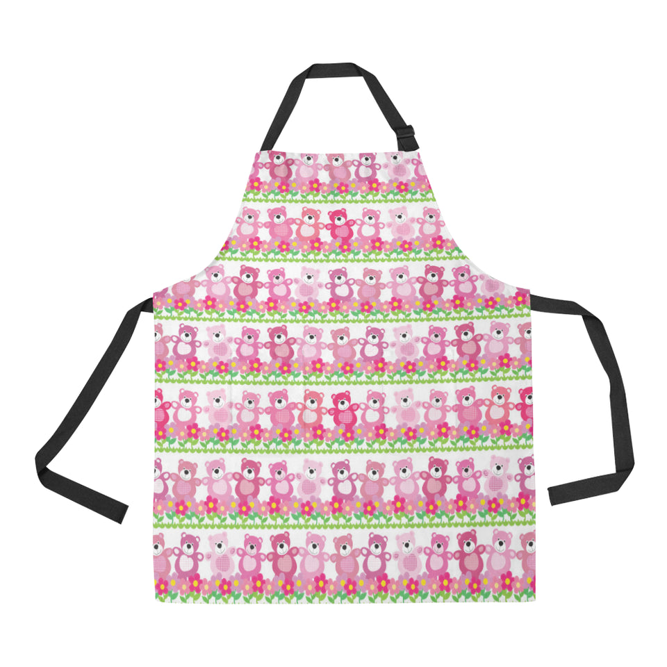 Teddy Bear Pattern Print Design 04 All Over Print Adjustable Apron