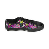 heart dot wave star creative design pattern Men's Low Top Canvas Shoes Black
