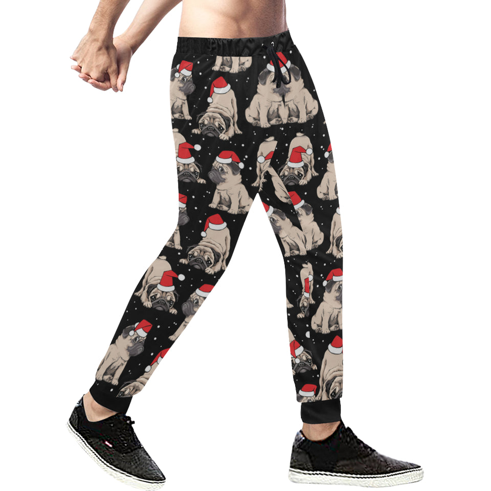 Christmas Pugs Santa_s red cap pattern Unisex Casual Sweatpants