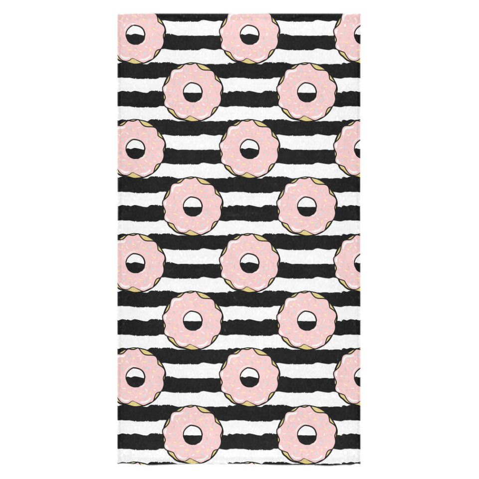 Donuts pink icing striped pattern Bath Towel