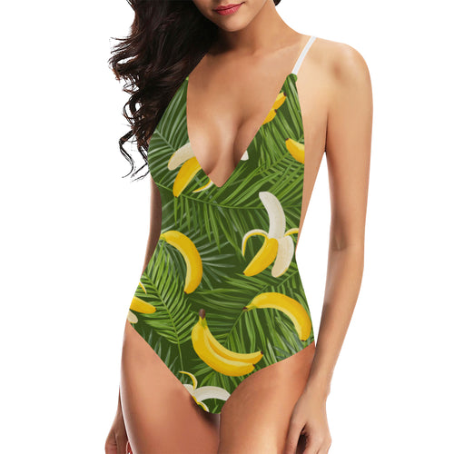 Banana Palm Leaves pattern Women's One-Piece Swimsuit