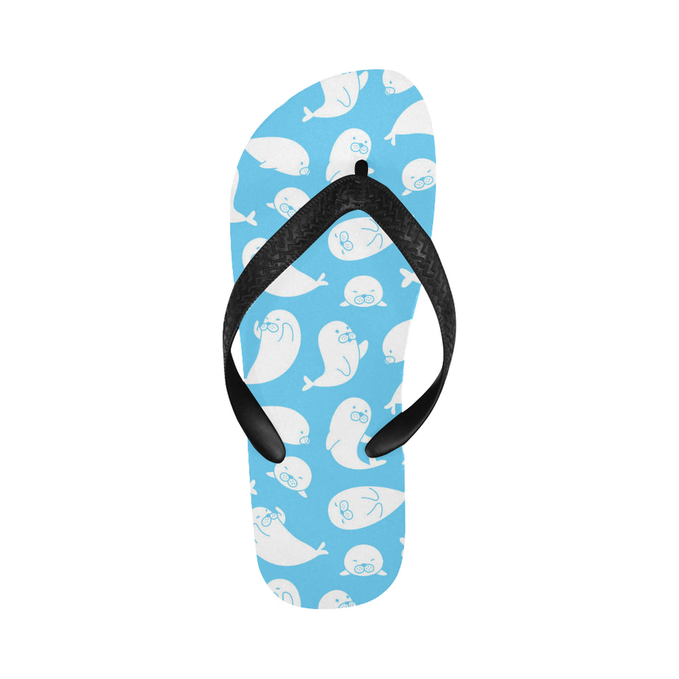 Cute white sea lion seals pattern Unisex Flip Flops