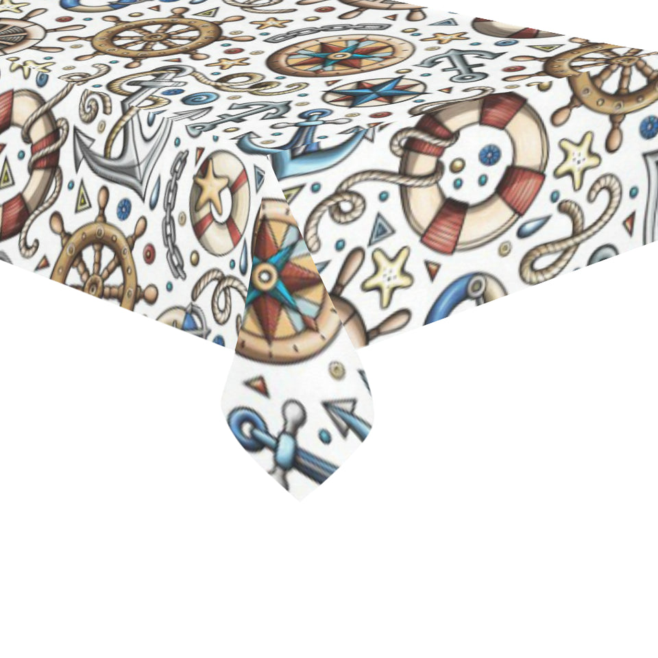 Cute nautical steering wheel anchor pattern Tablecloth