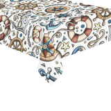 Cute nautical steering wheel anchor pattern Tablecloth