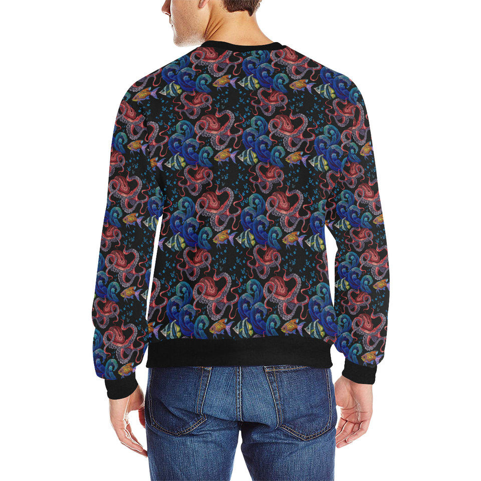 Octopus sea wave tropical fishe pattern Men's Crew Neck Sweatshirt