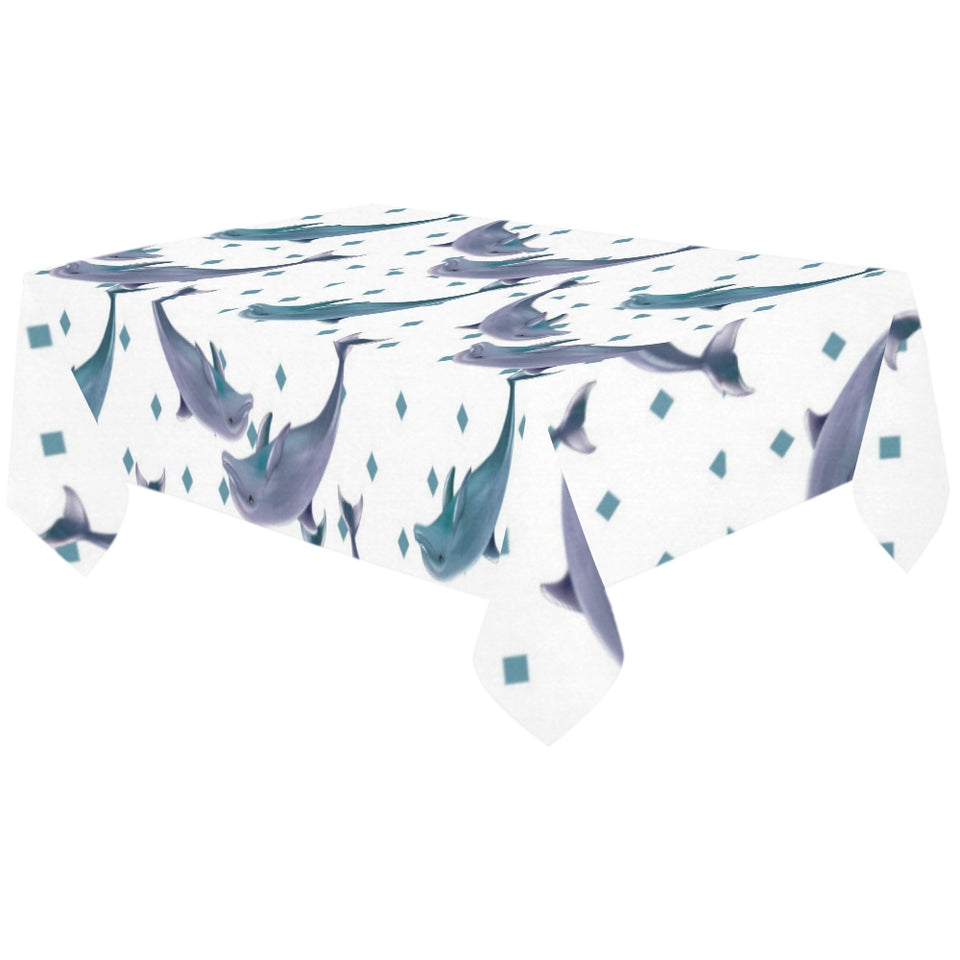 Dolphins pattern dotted background Tablecloth