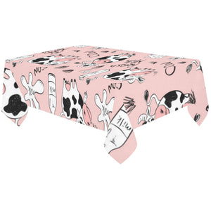 Cows milk product pink background Tablecloth