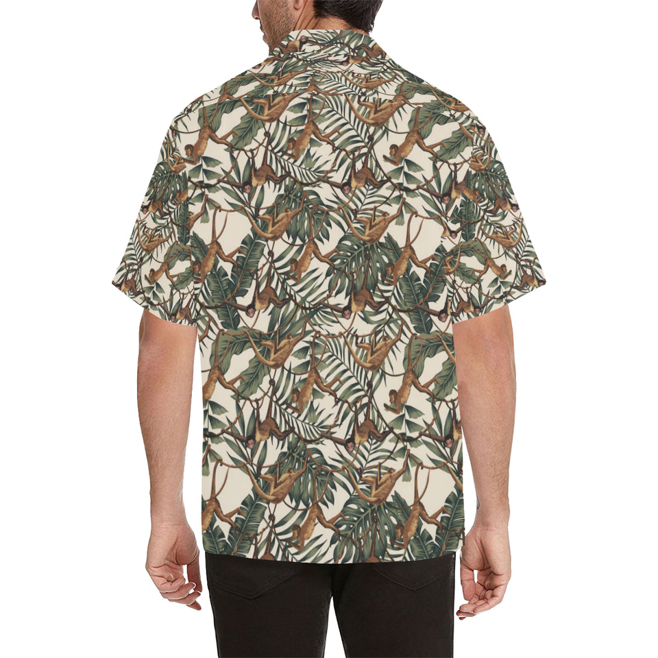 Monkey tropical leaves background Men's All Over Print Hawaiian Shirt
