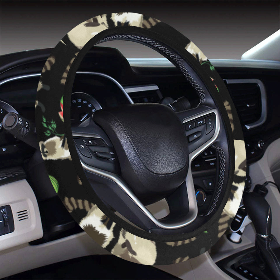 Raccoon watermelon pattern Car Steering Wheel Cover