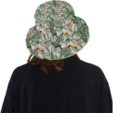 Toucan tropical green jungle palm pattern Unisex Bucket Hat