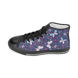 Colorful butterfly flower pattern.eps Women's High Top Canvas Shoes Black