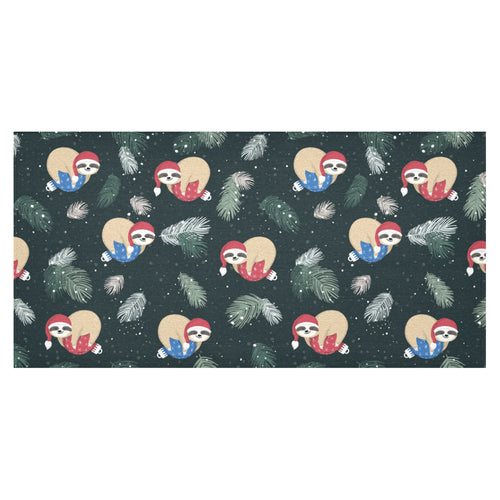 Cute sloths sleeping christmas ball santa hat patt Tablecloth