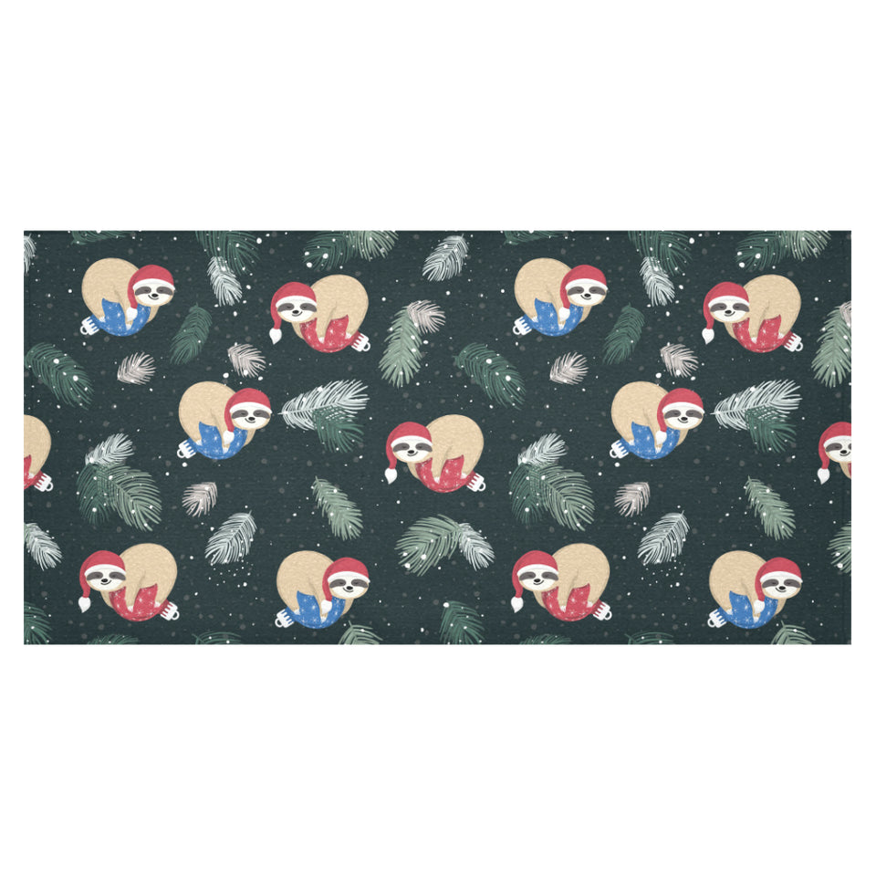 Cute sloths sleeping christmas ball santa hat patt Tablecloth