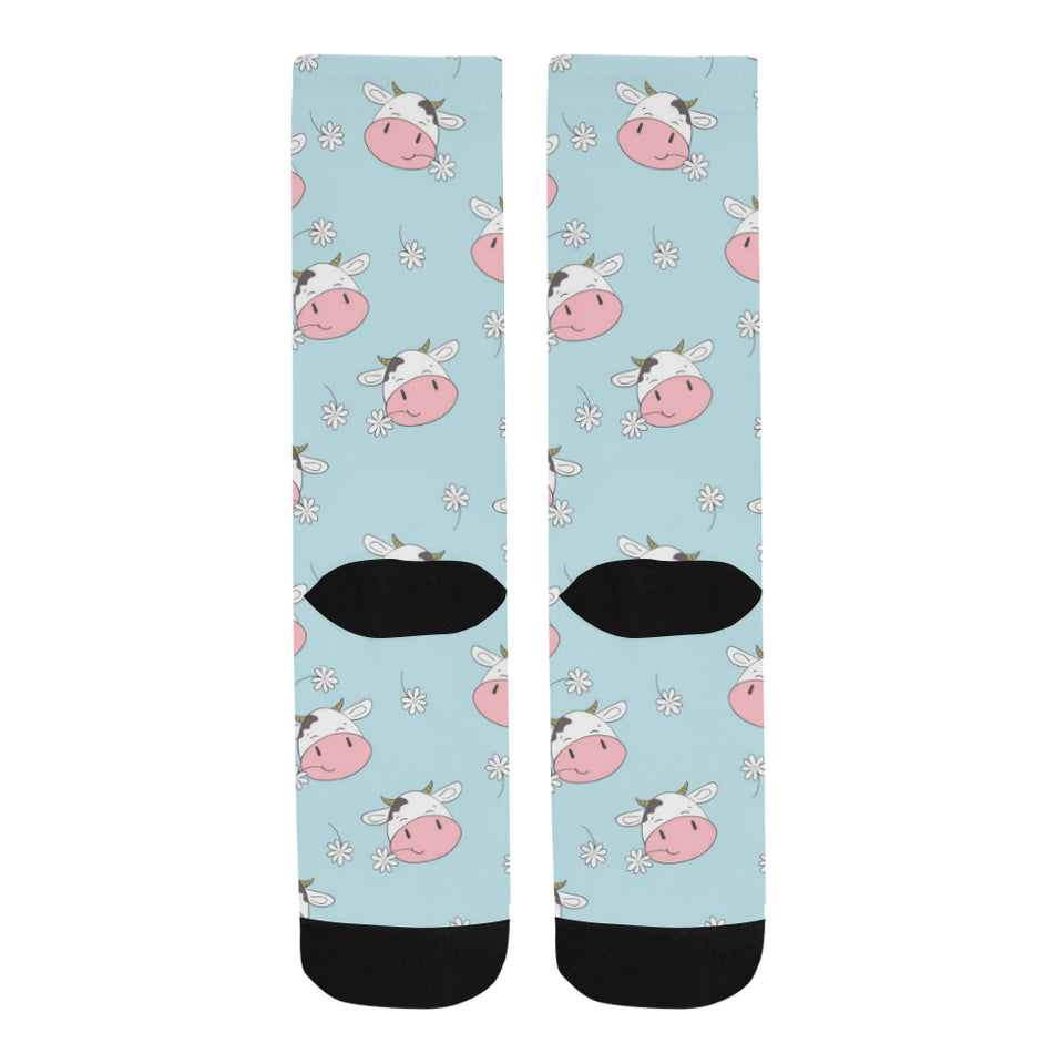 Cute cow flower pattern Crew Socks