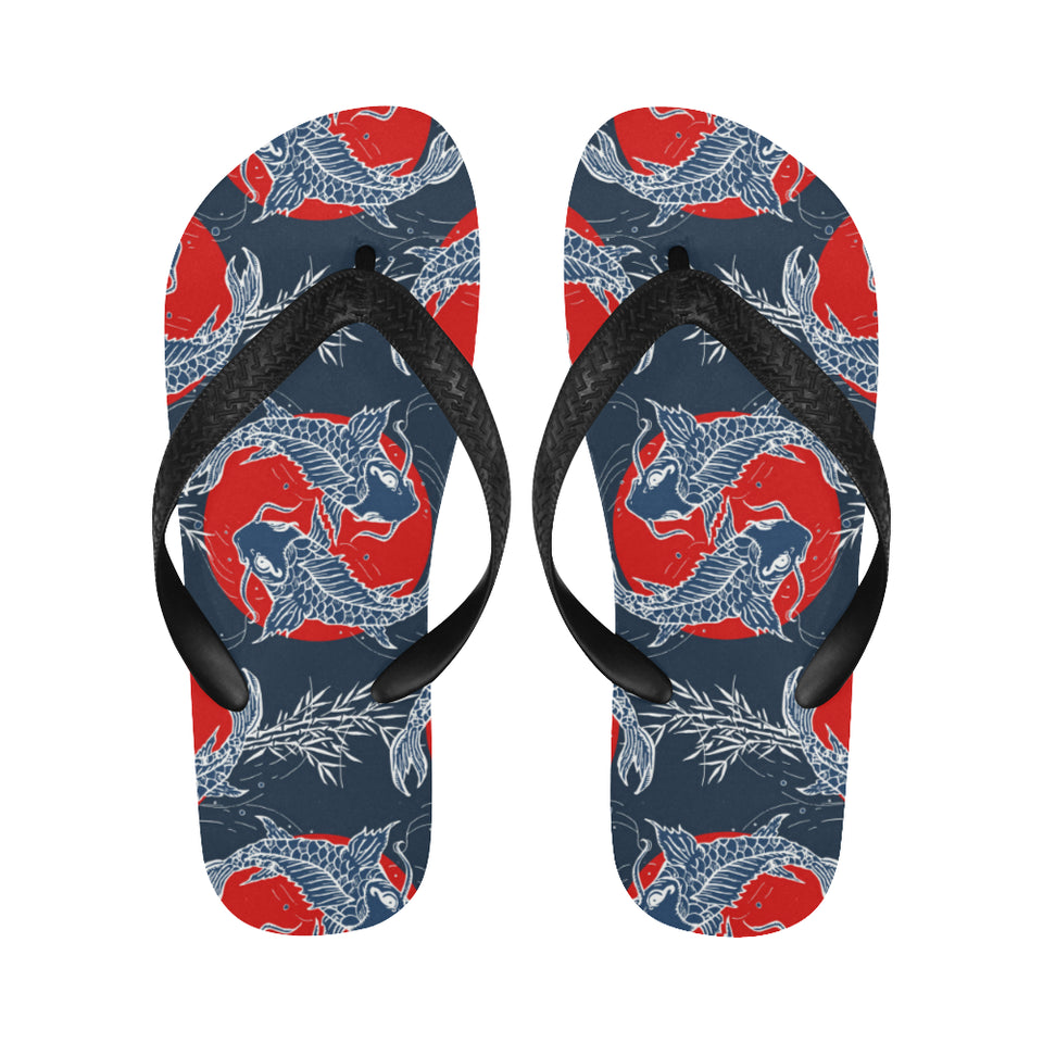 Koi Fish Carp Fishs hand drawn japanese art Unisex Flip Flops