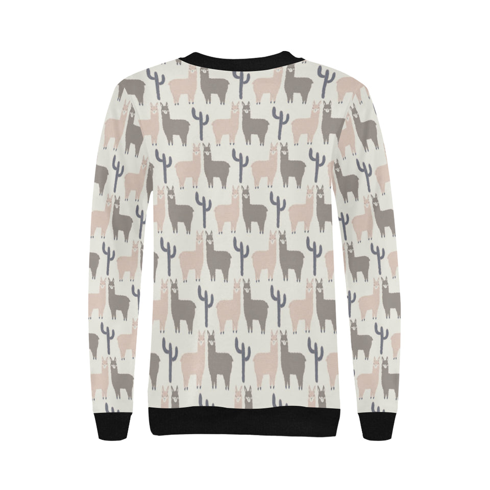 Llama Alpaca pattern Women's Crew Neck Sweatshirt