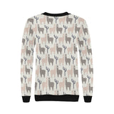 Llama Alpaca pattern Women's Crew Neck Sweatshirt