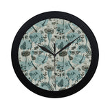 Dragonfly Butterfly Plants insect flower vintage s Elegant Black Wall Clock