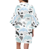 Cute dolphins Childish Style pattern Women's Short Kimono Robe