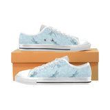Dragonfly pattern blue background Men's Low Top Shoes White