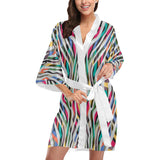 Colorful zebra skin pattern Women's Short Kimono Robe