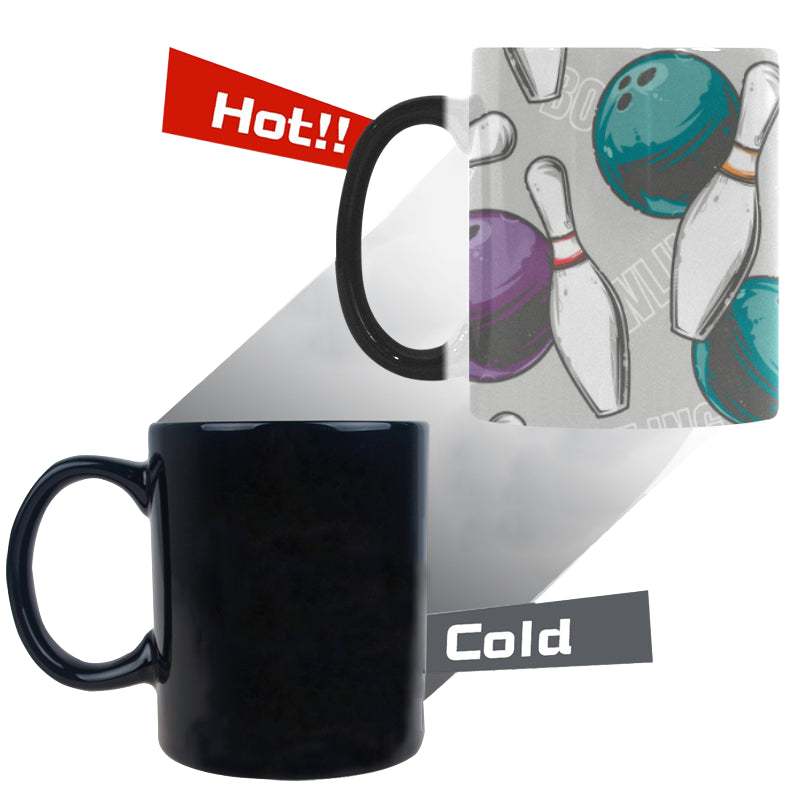 Bowling ball and pin gray background Morphing Mug Heat Changing Mug