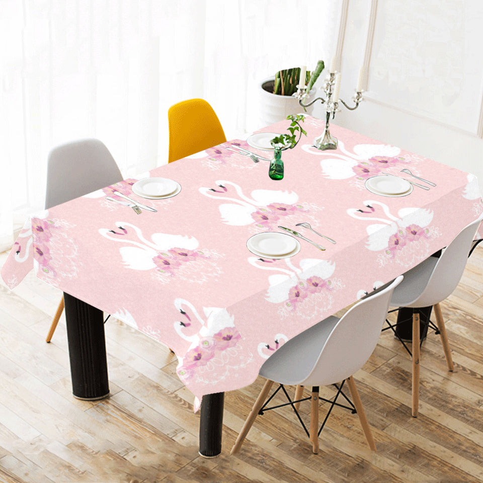 White swan and flower love pattern Tablecloth