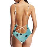 Sea turtle with blue ocean backgroud Women's One-Piece Swimsuit