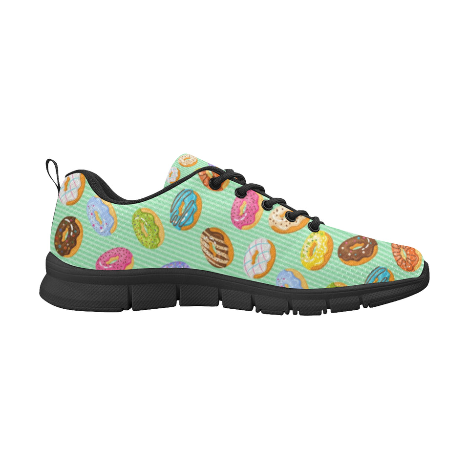 Colorful donut pattern green background Men's Sneaker Shoes
