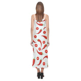 Chili pattern V-Neck Open Fork Long Dress