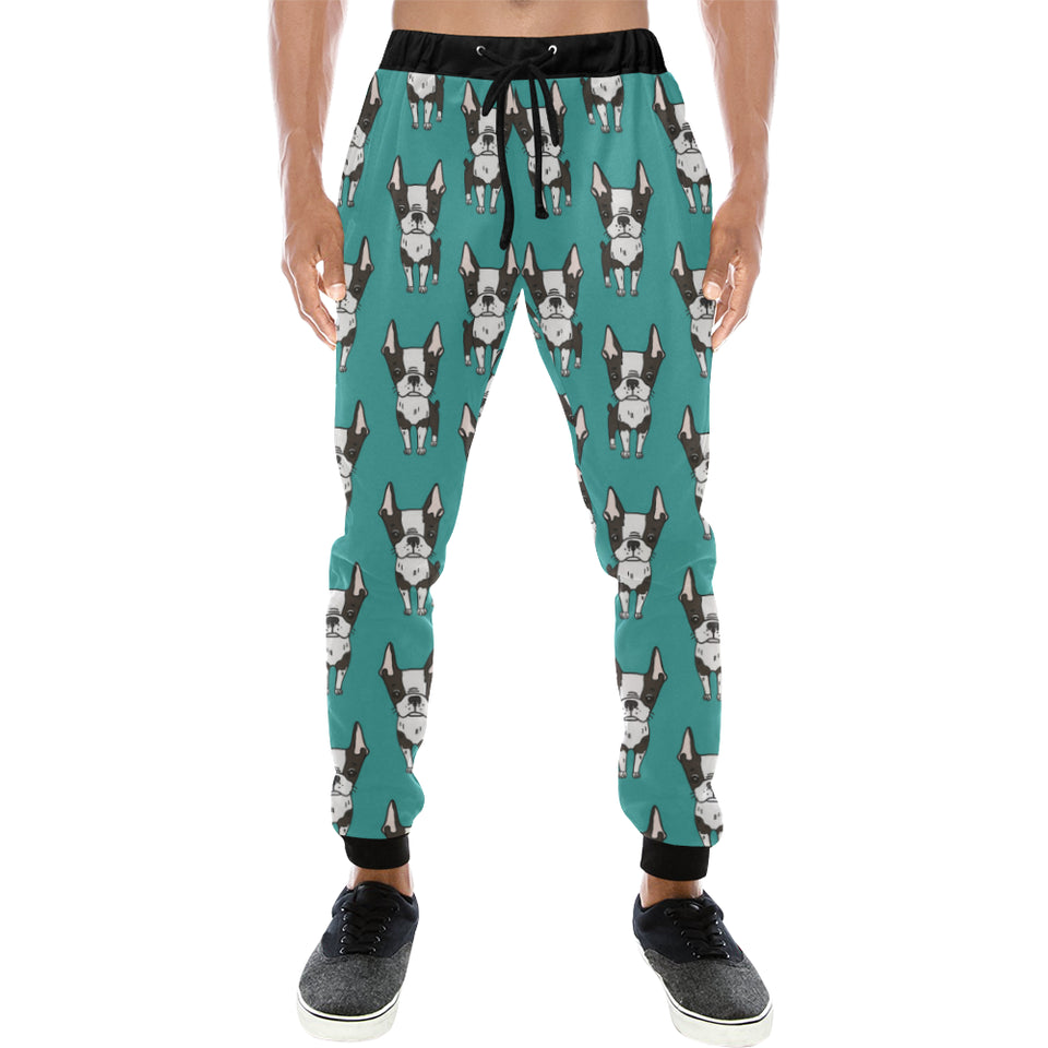 Hand drawn boston terrier dog pattern Unisex Casual Sweatpants