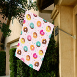 Donut pattern glaze pink background House Flag Garden Flag