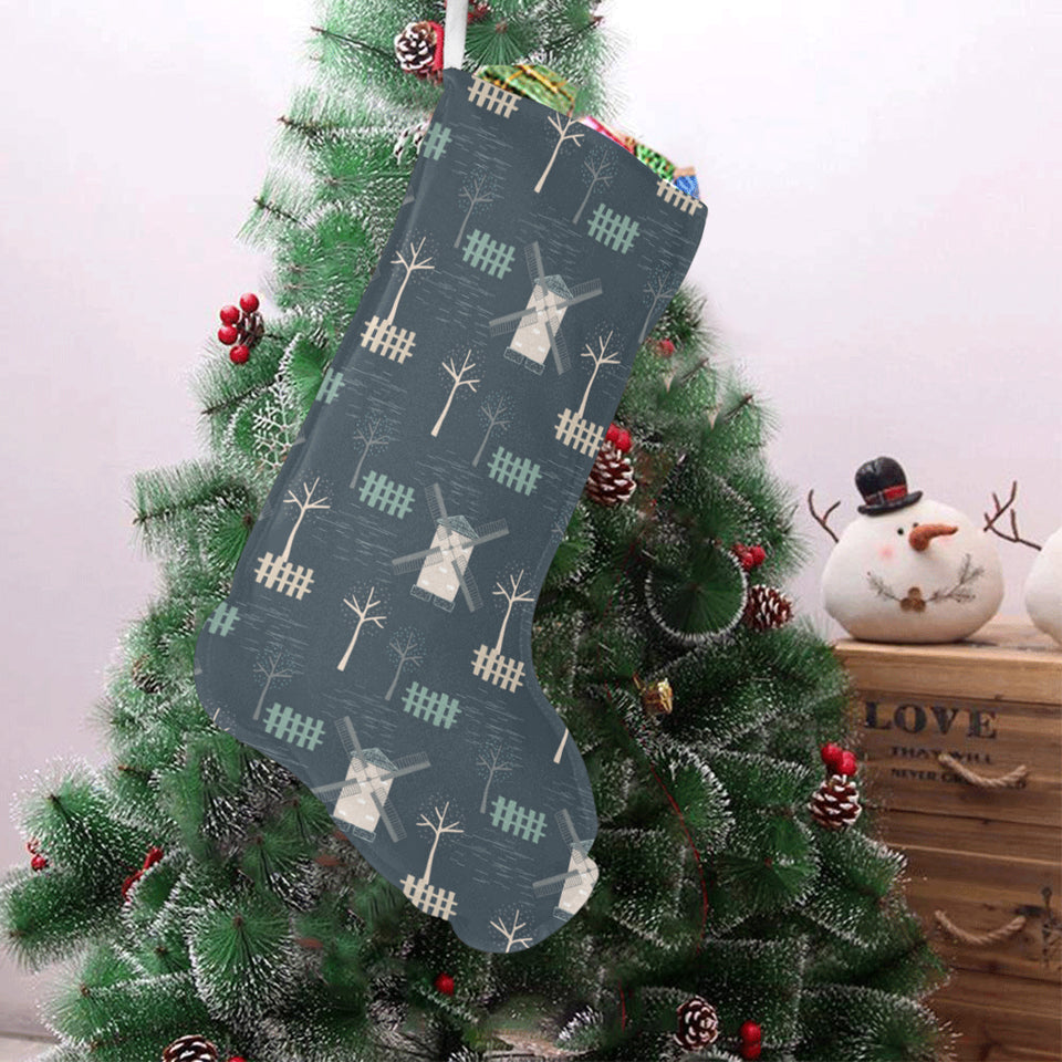 windmill tree pattern Christmas Stocking