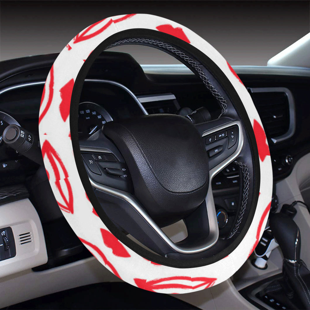 Lips Pattern Print Design 05 Car Steering Wheel Cover