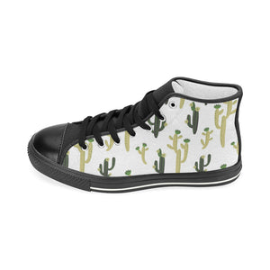 Cute cactus pattern Women's High Top Canvas Shoes Black