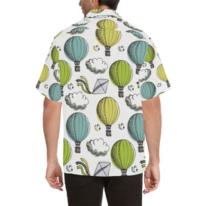 Hot Air Balloon Bird Cloud Pattern Men's All Over Print Hawaiian Shirt