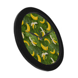 Banana Palm Leaves pattern Elegant Black Wall Clock