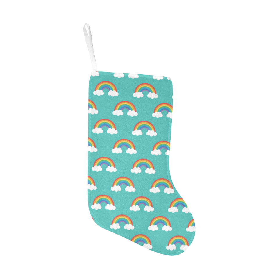 Rainbow pattern green background Christmas Stocking