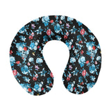 Skull flower roses leave pattern U-Shaped Travel Neck Pillow