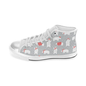 Cute polar bear christmas snow pattern Women's High Top Canvas Shoes White