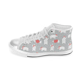Cute polar bear christmas snow pattern Women's High Top Canvas Shoes White