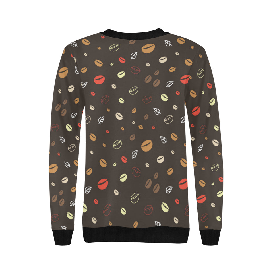 Coffee bean leave pattern Women's Crew Neck Sweatshirt