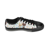 Cute Chihuahua dog pattern Men's Low Top Canvas Shoes Black