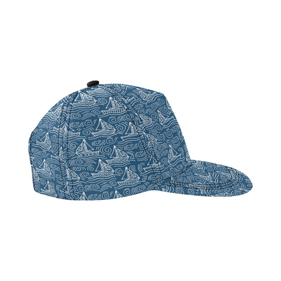 Hand drawn sailboat pattern All Over Print Snapback Cap