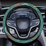 cute brown sea otters ornamental seaweed corals gr Car Steering Wheel Cover