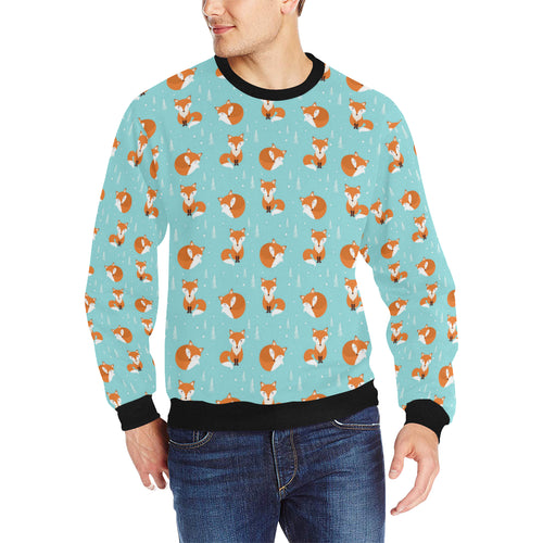 Fox pattern blue b ackground Men's Crew Neck Sweatshirt